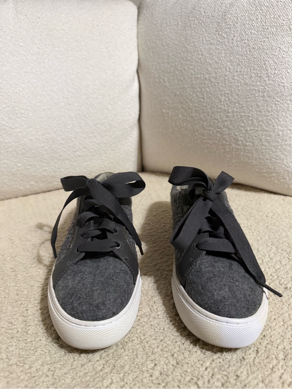 Tory Burch Women's Gray Casual Felt Lace-Up Sneakers